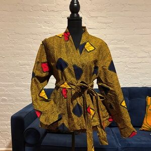 Mae Otti Belted African Print Wrap Jacket